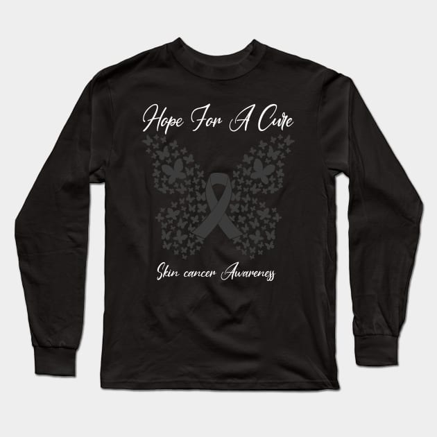 Hope For A Cure Butterfly Gift 3 Skin cancer Long Sleeve T-Shirt by HomerNewbergereq